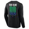 Vancouver Canucks Home Ice Pop Personalized Name & Number Long Sleeve T-Shirt - Black - Detail View