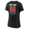 Anaheim Ducks Women's Home Ice Pop Personalized Name & Number V-Neck T-Shirt - Black - Detail View