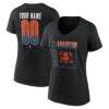 Anaheim Ducks Women's Home Ice Pop Personalized Name & Number V-Neck T-Shirt - Black - Front View