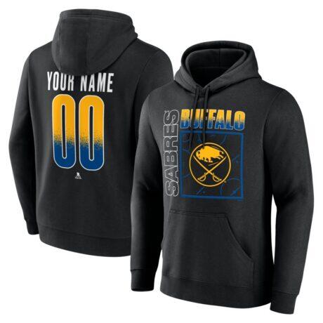 Buffalo Sabres Home Ice Pop Personalized Name & Number Hoodie - Black - Front View
