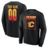 Calgary Flames Home Ice Pop Personalized Name & Number Sweatshirt - Black - Front View