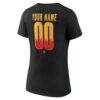 Calgary Flames Women's Home Ice Pop Personalized Name & Number V-Neck T-Shirt - Black - Detail View