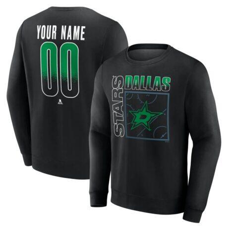 Dallas Stars Home Ice Pop Personalized Name & Number Sweatshirt - Black - Front View