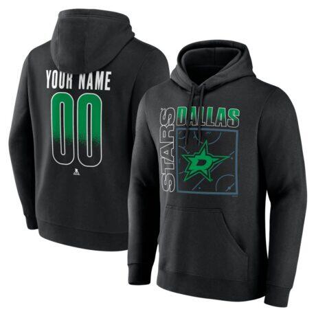Dallas Stars Home Ice Pop Personalized Name & Number Hoodie - Black - Front View