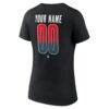 Detroit Red Wings Women's Home Ice Pop Personalized Name & Number V-Neck T-Shirt - Black - Detail View