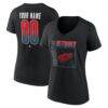 Detroit Red Wings Women's Home Ice Pop Personalized Name & Number V-Neck T-Shirt - Black - Front View