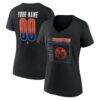 Edmonton Oilers Women's Home Ice Pop Personalized Name & Number V-Neck T-Shirt - Black - Front View
