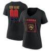 Florida Panthers Women's Home Ice Pop Personalized Name & Number V-Neck T-Shirt - Black - Front View