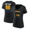 Nashville Predators Women's Home Ice Pop Personalized Name & Number V-Neck T-Shirt - Black - Front View