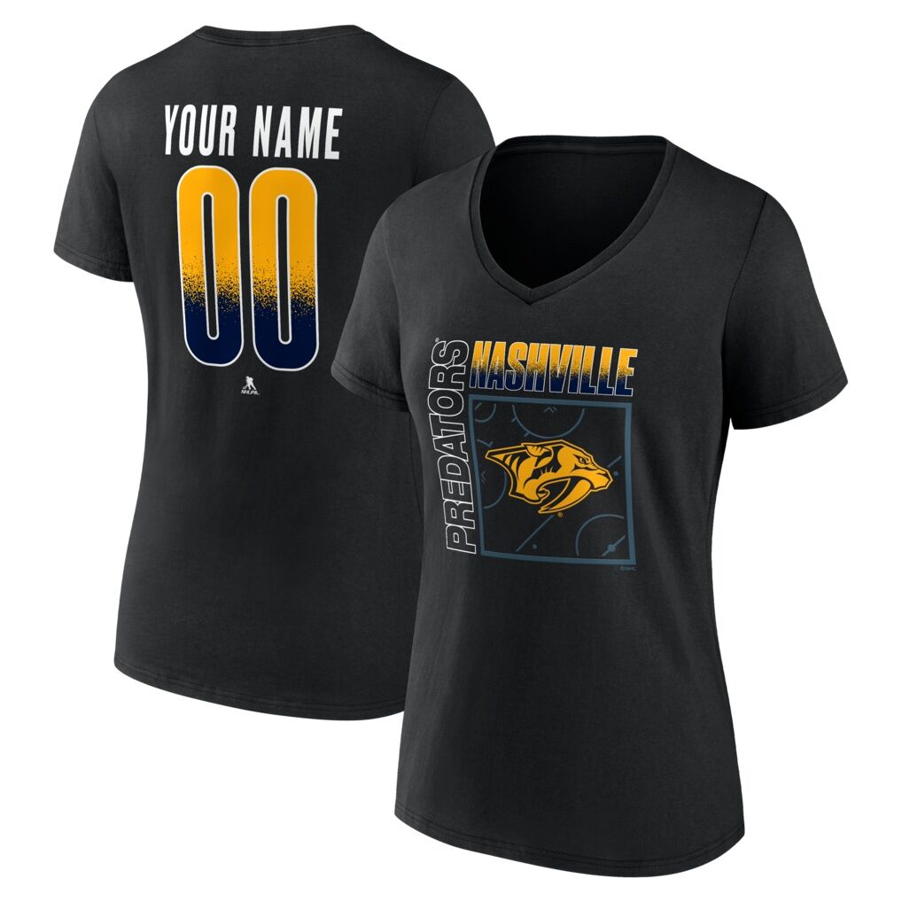Nashville Predators Women's Home Ice Pop Personalized Name & Number V-Neck T-Shirt