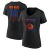 New York Islanders Women's Home Ice Pop Personalized Name & Number V-Neck T-Shirt - Black - Front View