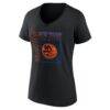 New York Islanders Women's Home Ice Pop Personalized Name & Number V-Neck T-Shirt - Black - Side View