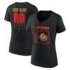Ottawa Senators Women's Home Ice Pop Personalized Name & Number V-Neck T-Shirt - Black - Front View