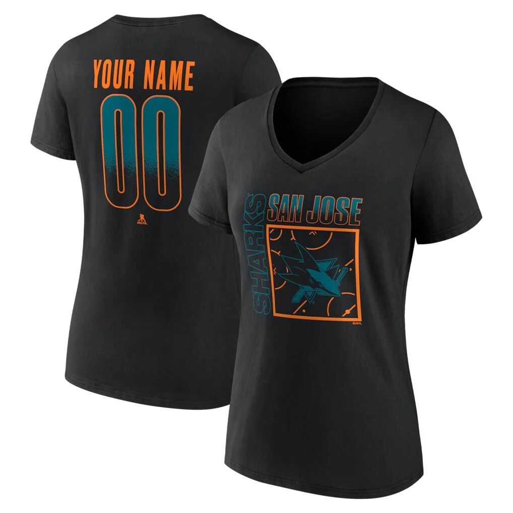 San Jose Sharks Women's Home Ice Pop Personalized Name & Number V-Neck T-Shirt