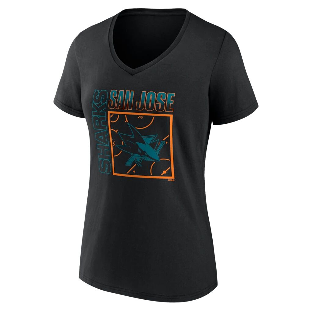 San Jose Sharks Women's Home Ice Pop Personalized Name & Number V-Neck T-Shirt