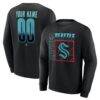 Seattle Kraken Home Ice Pop Personalized Name & Number Sweatshirt - Black - Front View