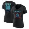 Seattle Kraken Women's Home Ice Pop Personalized Name & Number V-Neck T-Shirt - Black - Front View