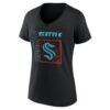 Seattle Kraken Women's Home Ice Pop Personalized Name & Number V-Neck T-Shirt - Black - Side View