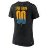 St. Louis Blues Women's Home Ice Pop Personalized Name & Number V-Neck T-Shirt - Black - Detail View