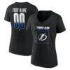 Tampa Bay Lightning Women's Home Ice Pop Personalized Name & Number V-Neck T-Shirt - Black - Front View