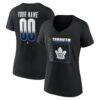 Toronto Maple Leafs Women's Home Ice Pop Personalized Name & Number V-Neck T-Shirt - Black - Front View