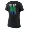 Vancouver Canucks Women's Home Ice Pop Personalized Name & Number V-Neck T-Shirt - Black - Detail View