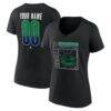 Vancouver Canucks Women's Home Ice Pop Personalized Name & Number V-Neck T-Shirt - Black - Front View