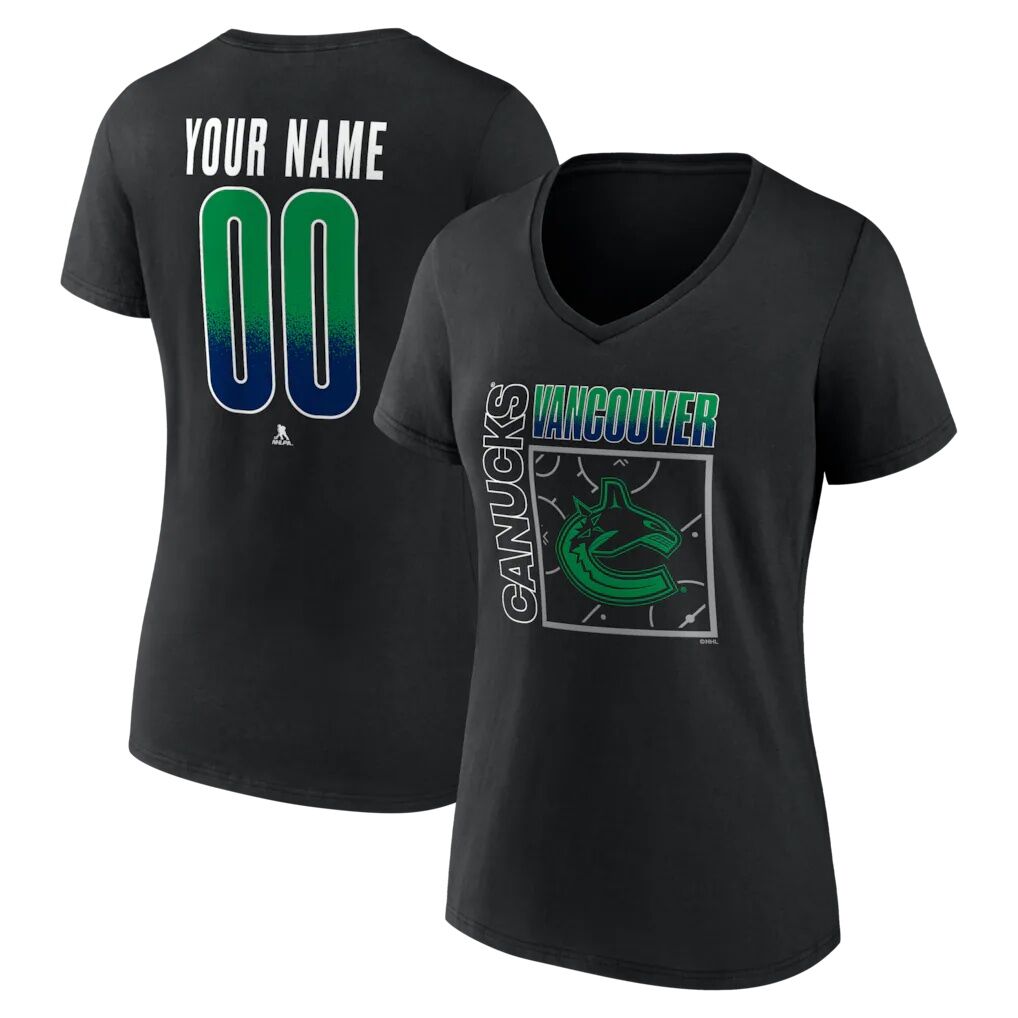 Vancouver Canucks Women's Home Ice Pop Personalized Name & Number V-Neck T-Shirt