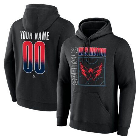 Washington Capitals Home Ice Pop Personalized Name & Number Hoodie - Black - Front View