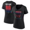 Washington Capitals Women's Home Ice Pop Personalized Name & Number V-Neck T-Shirt - Black - Front View