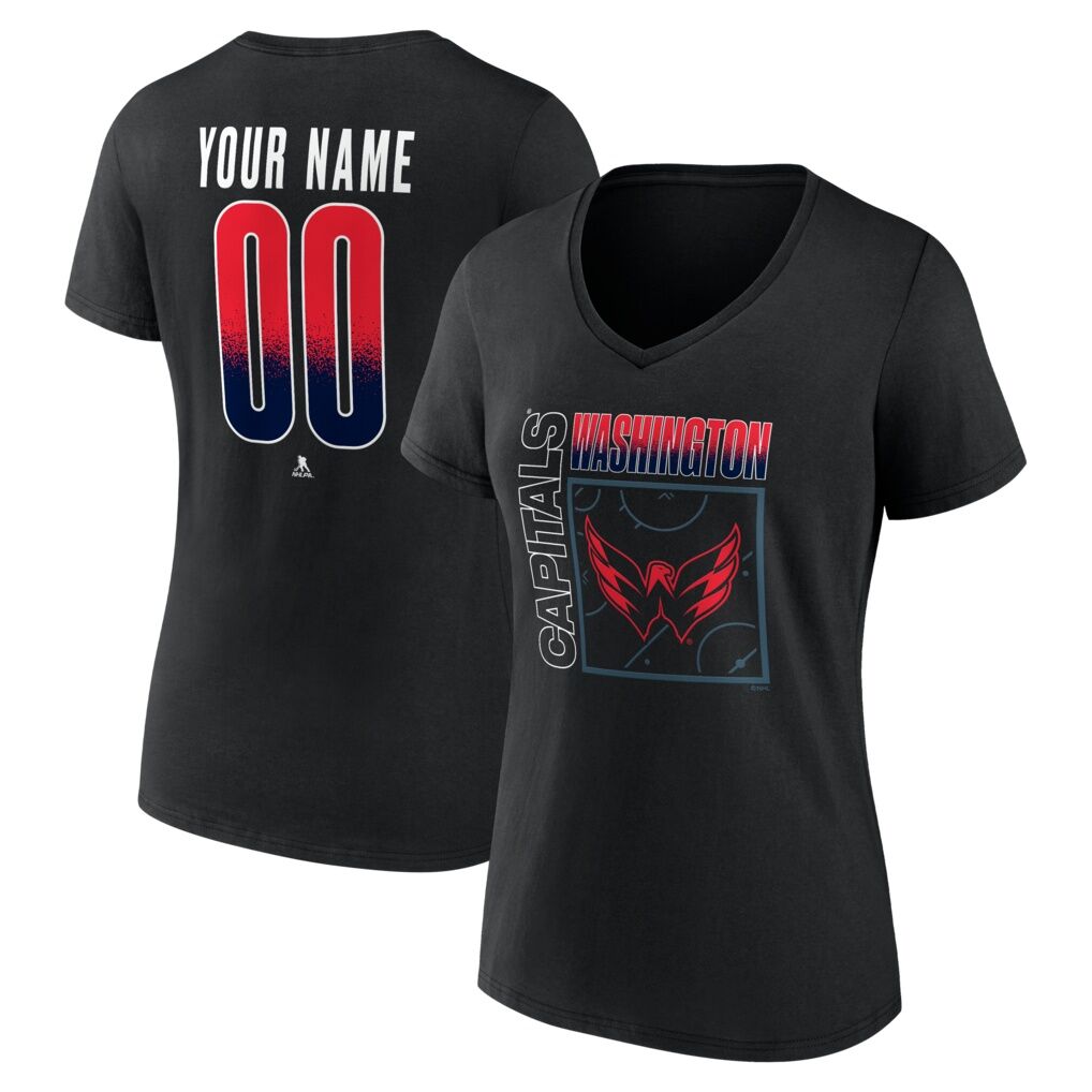 Washington Capitals Women's Home Ice Pop Personalized Name & Number V-Neck T-Shirt