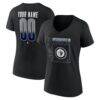 Winnipeg Jets Women's Home Ice Pop Personalized Name & Number V-Neck T-Shirt - Black - Front View