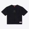 San Francisco 49ers Mitchell & Ness Women's Core Essentials Micro Logo Boxy Crop T-Shirt - Black - Front View