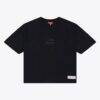 Seattle Seahawks Mitchell & Ness Women's Core Essentials Micro Logo Boxy Crop T-Shirt - Black - Front View