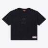 Los Angeles Chargers Mitchell & Ness Women's Core Essentials Micro Logo Boxy Crop T-Shirt - Black - Front View
