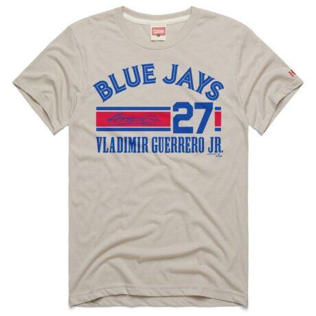 Vladimir Guerrero Jr. Toronto Blue Jays Homage Signature Name & Number Tri-Blend T-Shirt - Stone