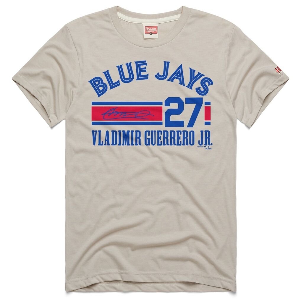 Vladimir Guerrero Jr. Toronto Blue Jays Homage Signature Name & Number Tri-Blend T-Shirt – Stone
