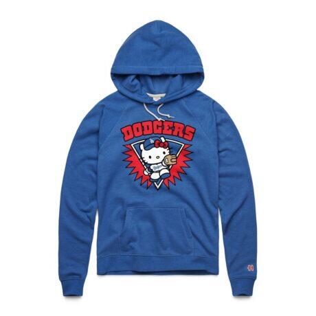 Hello Kitty x Los Angeles Dodgers Homage Women's Throw Burst Tri-Blend Hoodie - - Front View