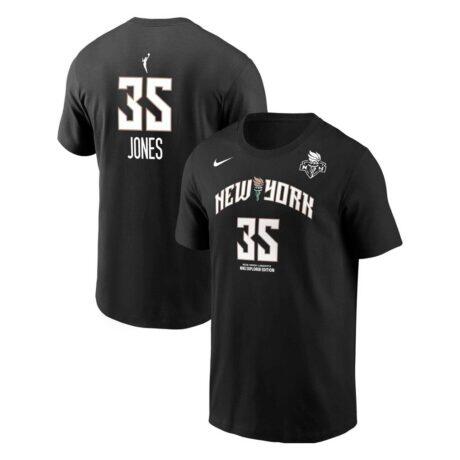 Jonquel Jones New York Liberty Nike Name & Number T-Shirt - Black - Front View