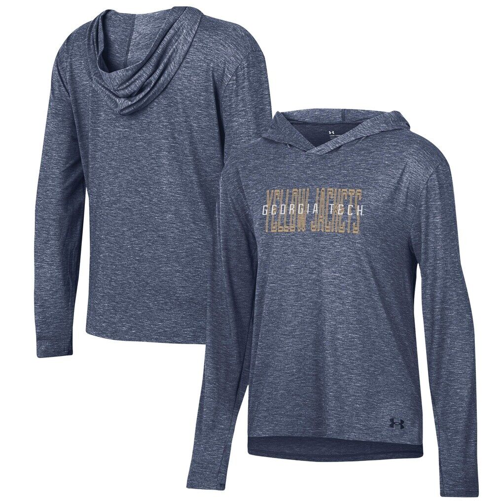 Georgia Tech Yellow Jackets Under Armour Women's Breezy Long Sleeve Hooded Tri-Blend T-Shirt