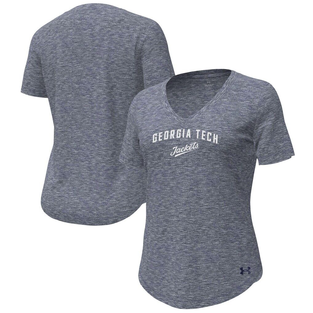 Georgia Tech Yellow Jackets Under Armour Women's Breezy V-Neck T-Shirt - Heather Navy