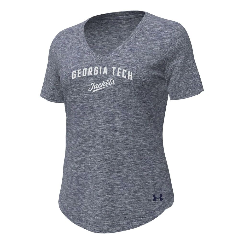 Georgia Tech Yellow Jackets Under Armour Women's Breezy V-Neck T-Shirt - Heather Navy