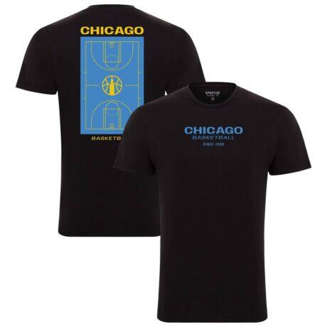 Chicago Sky Sportiqe Unisex Blue Court Bingham T-Shirt - Black - Front View