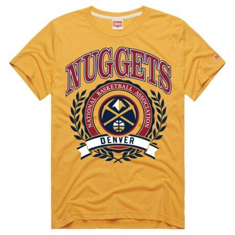 Denver Nuggets Homage Unisex Crest Tri-Blend T-Shirt - Gold - Front View