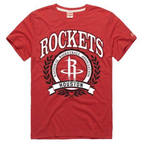 Houston Rockets Homage Unisex Crest Tri-Blend T-Shirt - Red - Front View