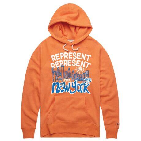 New York Knicks Homage x A Tribe Called Quest Unisex Represent Tri-Blend Hoodie - Orange - Front View