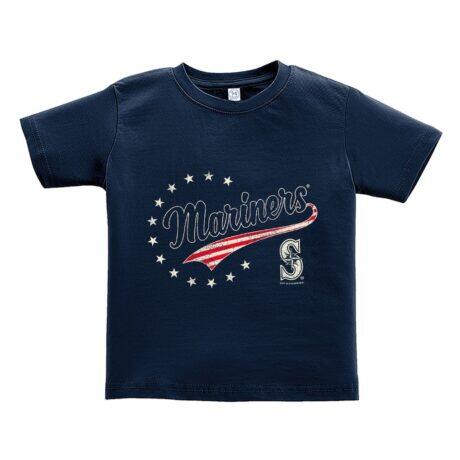 Seattle Mariners Soft as a Grape Toddler Americana T-Shirt - Navy - Front View