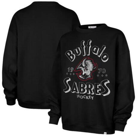Buffalo Sabres '47 Women's Circle Change Stars Oversized Sweatshirt - Black - Front View