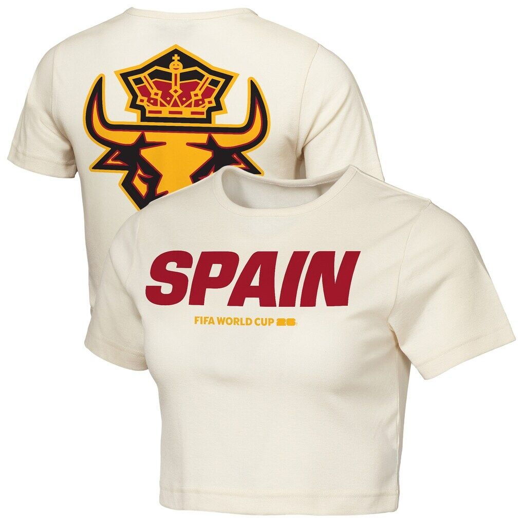 Spain Outerstuff Women's FIFA World Cup 2026 Elote Squad Cropped T-Shirt - Natural
