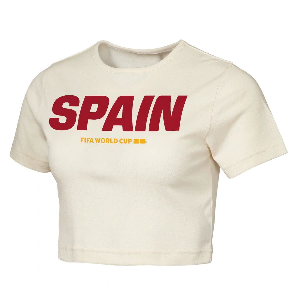 Spain Outerstuff Women's FIFA World Cup 2026 Elote Squad Cropped T-Shirt - Natural